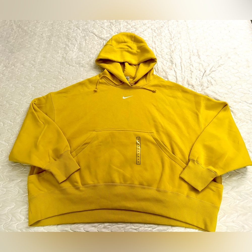 Nike Sportswear Womens Phoenix Fleece Hoodie Sweatshirt Size XL Oversized Yellow
